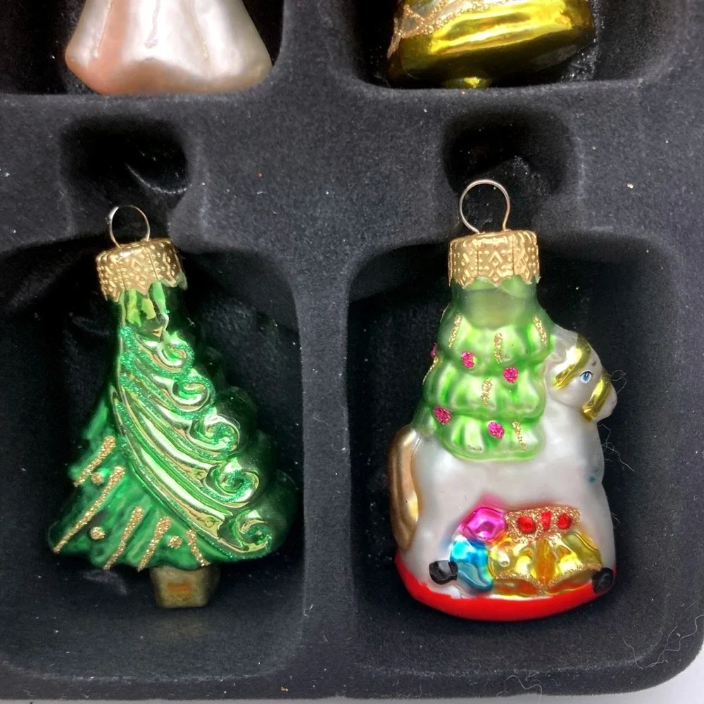 Set of 12 Macy's Holiday Lane Studio Blown Glass Mini Christmas Ornaments 2012